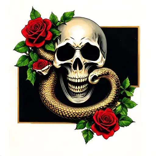 Grim Reaper Snakes Wrapping Roses Vines Growing