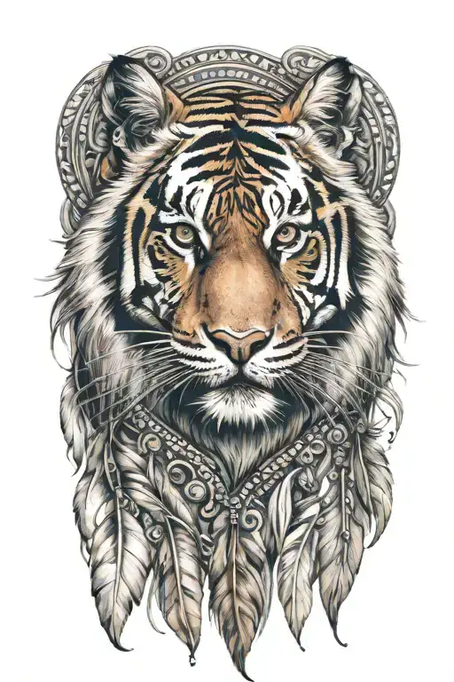 Tiger With Feathers Dangling