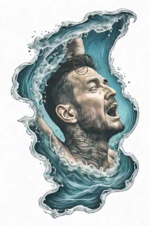 Man Drowning In Ocean