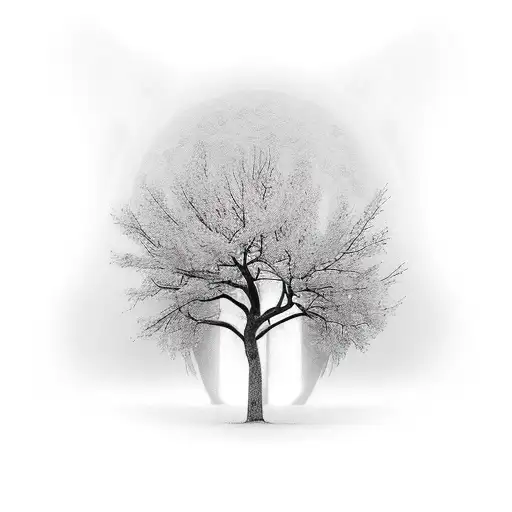 Ghost Peeking Behind Tree