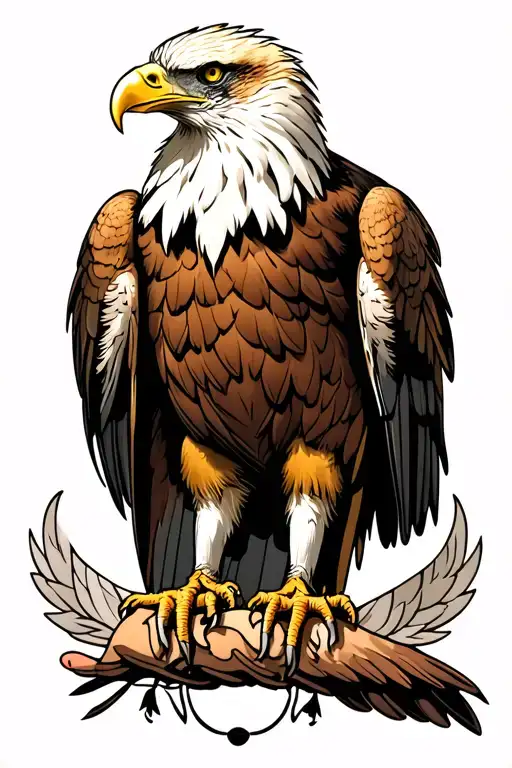 An Eagle Standing On An Arm Ready To Attack And Turkish Motifs On The Back