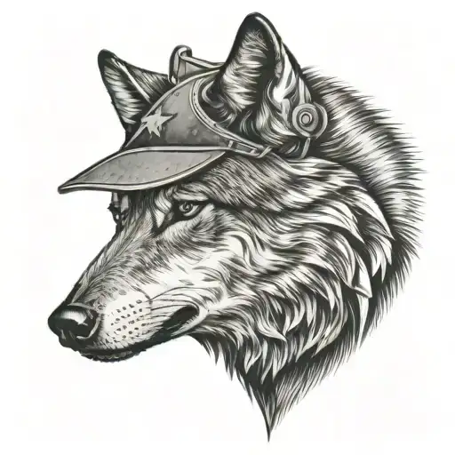 Soldier's Head Profile With Shadow Of A Wolf Behind Him