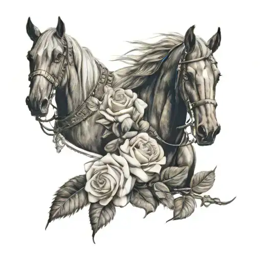 Race Horse And Viking And White Rose