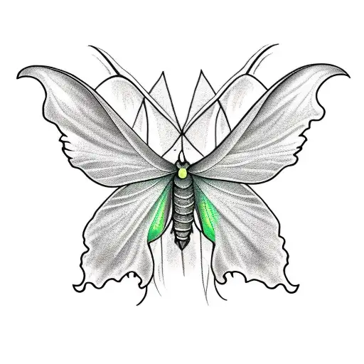 Half Luna Moth And Half Flower