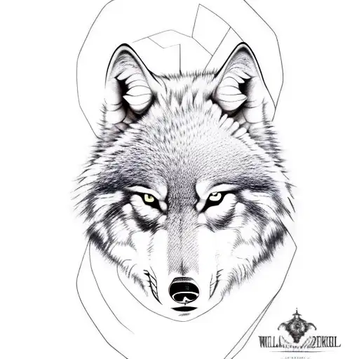 A Realism Style Wolf Wearing A Bear