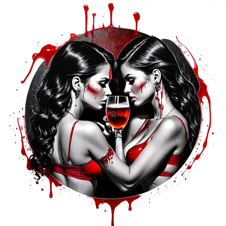 Sexy Bloody Two Women Playing In A Bar