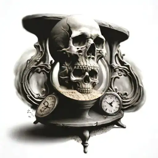 Hourglass Shaped Like A Skull Almost Full Of Sand Symbolizing Death And Time Urgency