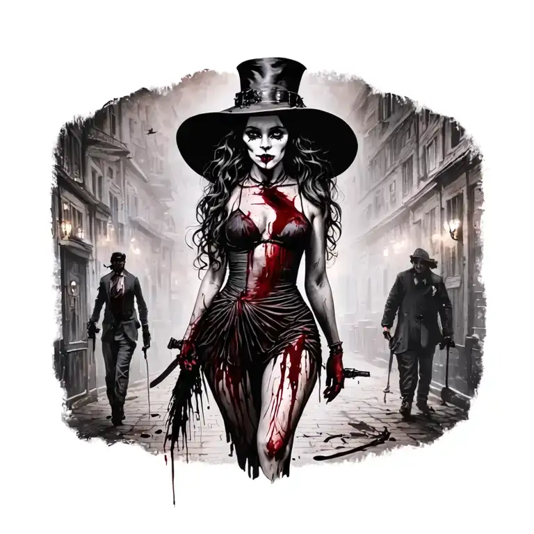 Bloody Woman Full Body Jack The Ripper Walking Knife