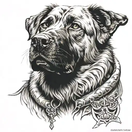 Guardian Dog Wearing Black