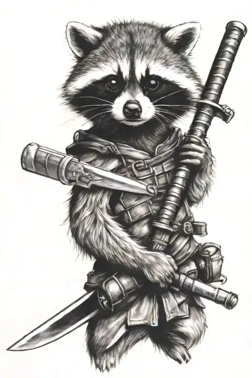 Raccoon With Katana