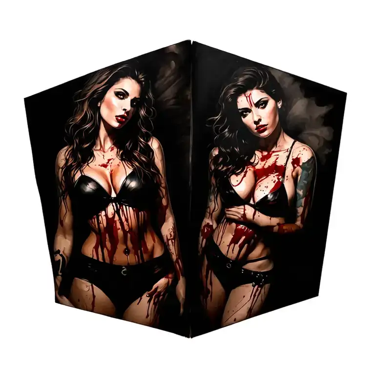 Sexy Bloody Two Women Background Of La Streets