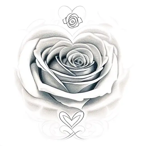 Heart Emerging From Rose Infinty Symbol Stem