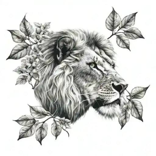 A Lion Face In Nature