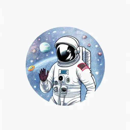 Spaceman Smoking In Outer Space Looking Down On Earth
