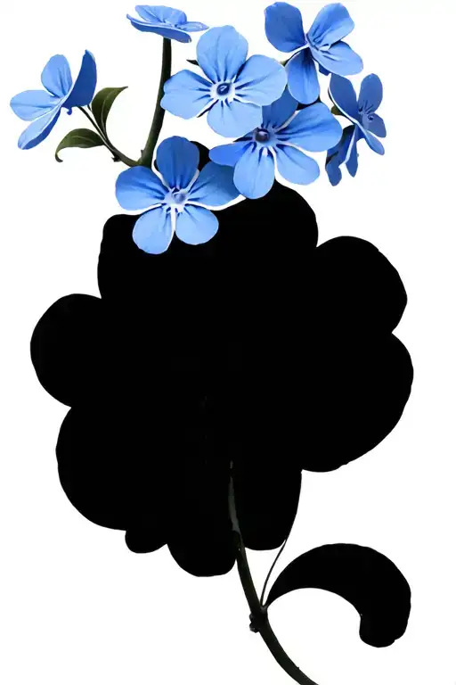 3D Scrolling Vine With Large Blue Forget-me-nots