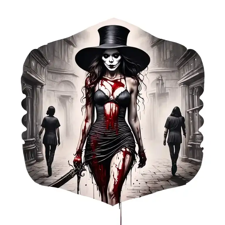 Bloody Woman Full Body Jack The Ripper Walking Knife