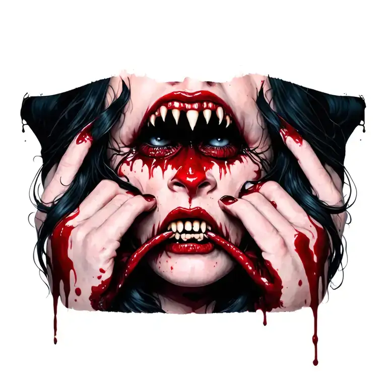 Sexy Bloody Vampire Women Full Body Biting Head