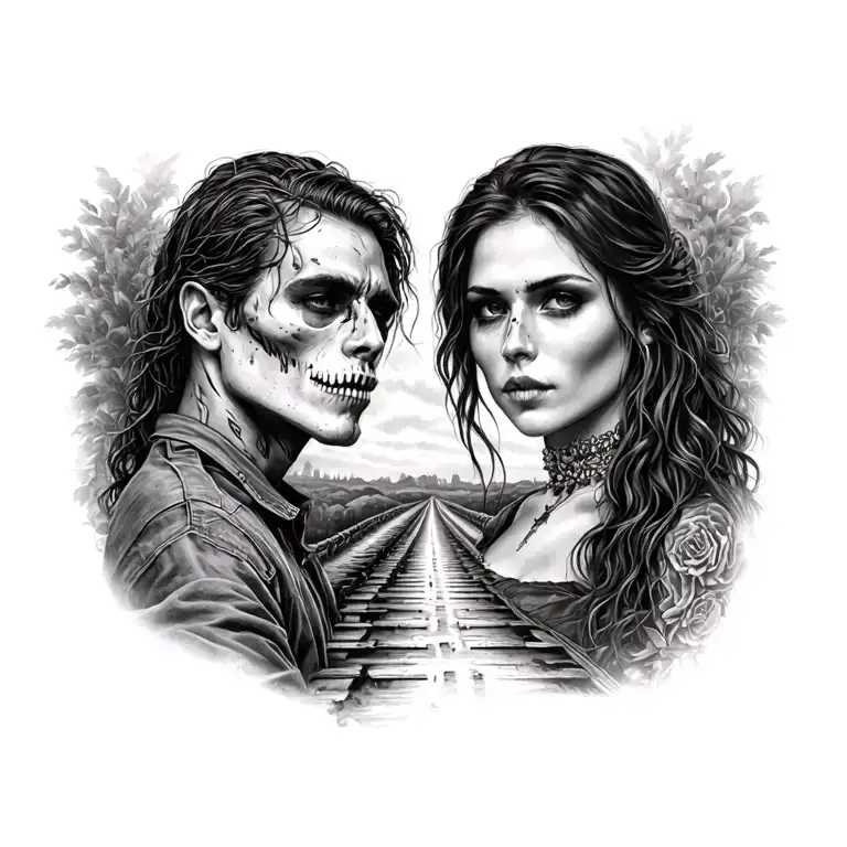 Dead Man's Road A Road With A Woman Tattoo Design