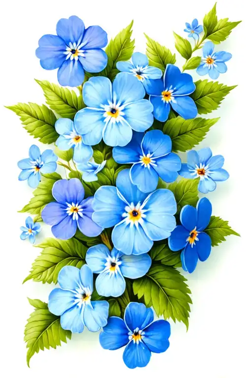 Scrolling Vine With Blue Forget-me-not Flowers Intertwined