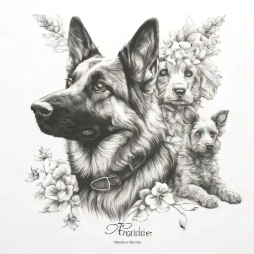 German Shepherd And Poodle Dogs