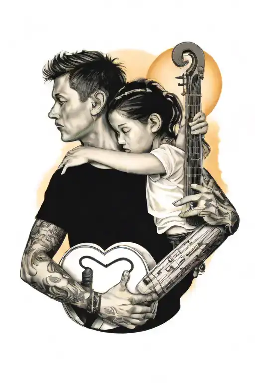 Brother And Sister Playing Sunset Music Notes