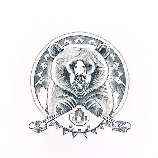 Tattoo A A Bear Protecting Her Two Little Bears