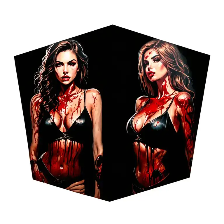 Sexy Bloody Two Women Background Of La Streets
