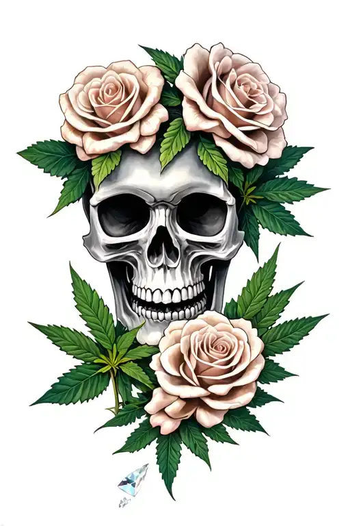 Clover Leaf Roses Skulls Representing Dark Periods Marijuana Diamonds