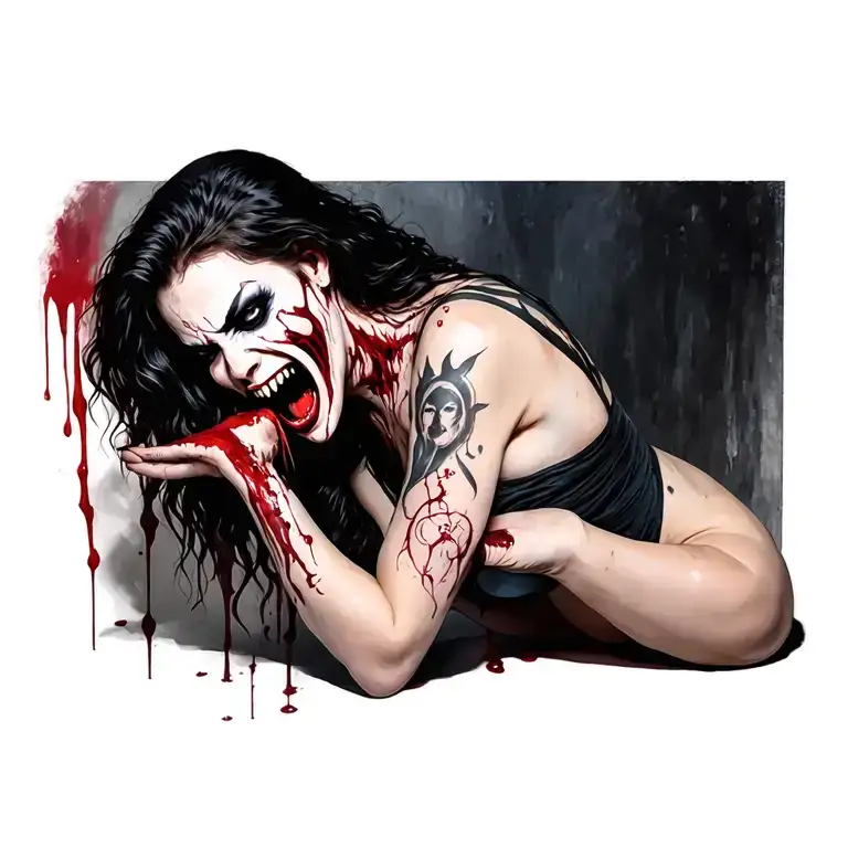 Sexy Bloody Vampire Women Full Body Biting Head