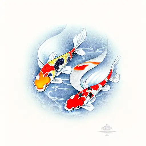 Two Koi Fish With Around Them