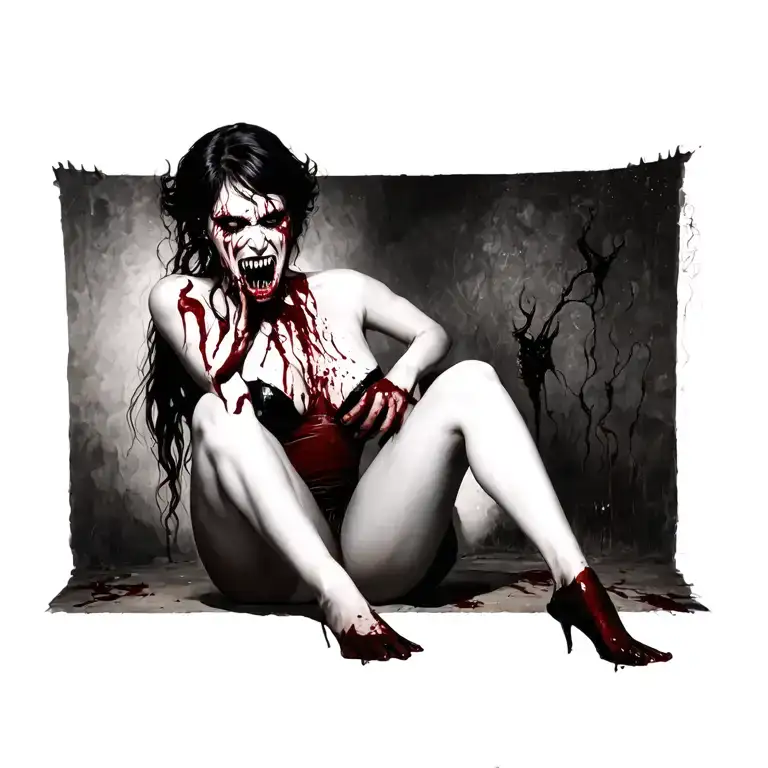 Sexy Bloody Vampire Women Full Body Biting
