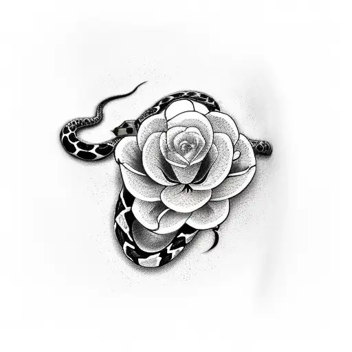 Snake Wrapped Around Cherry Blossom