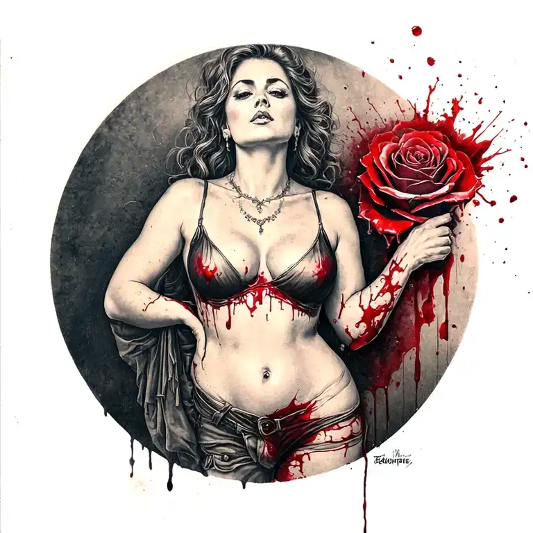 Woman Full Body Old Bar Blood