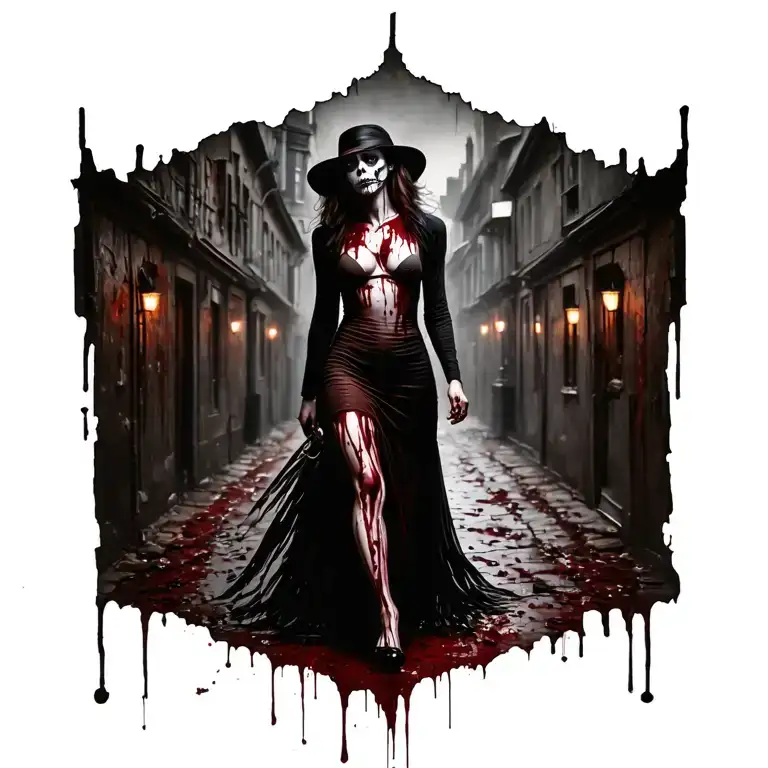 Woman Bloody Full Body People B Jack The Ripper Walking Away