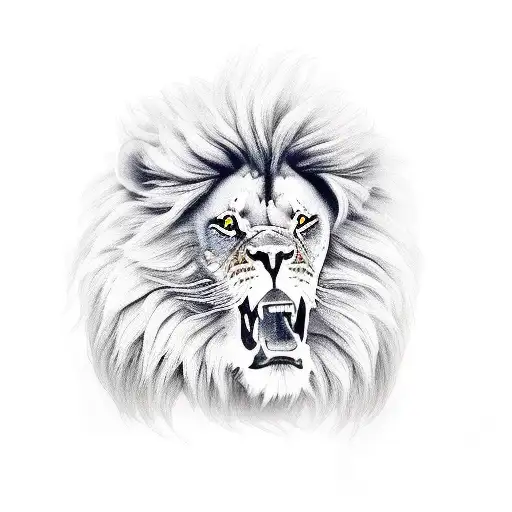 Two Littel Girls And Big Lion Head