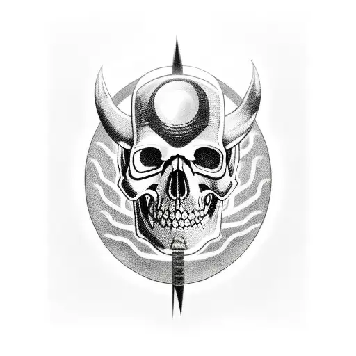 Norse Skull With Electricity Black And White