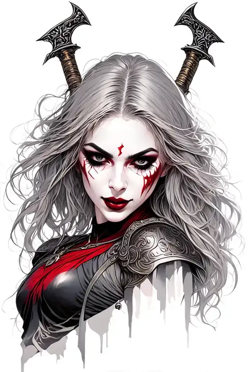 Beautiful Vampire Female Warrior With Blades
