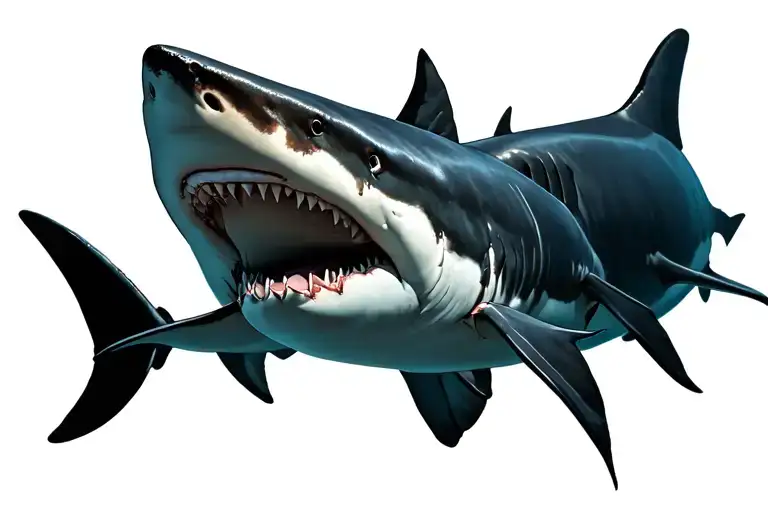 Killer White Shark Swimming Together