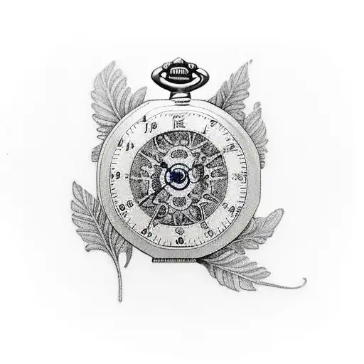 Old Fashioned Pocket Watch With Petunias A Forest Half Moon Half Sun Full Sleeve