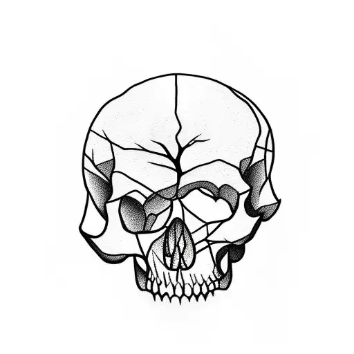 Skull Made Of Tree Branches With Motobike