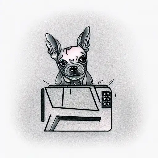 A Small Dog And A Computer