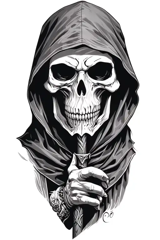 Hooded Reaper Holding A Scythe