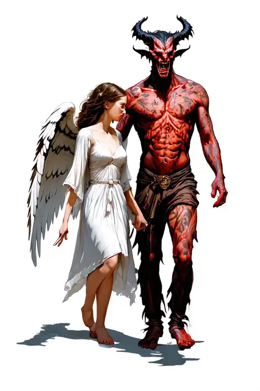 Angel Girl And Demon Guy Walk Past Each Other