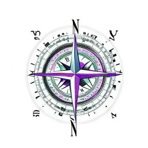 Compass With Galaxy And The World In The Back Ground With North Facing A Cross
