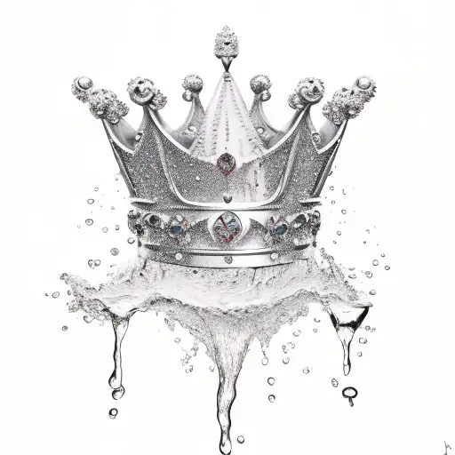 Water Pouring Out Of A Broken Crown Tilted To The Sid