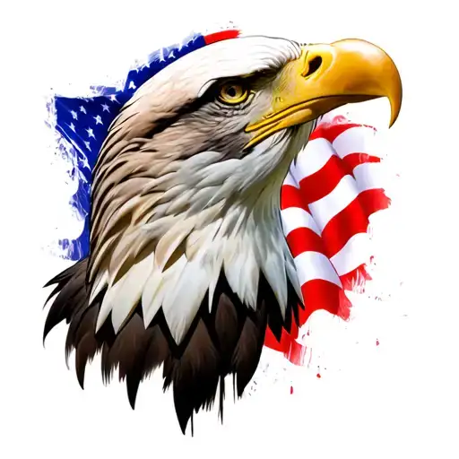 American Bald Eagle Head And Flag Backround
