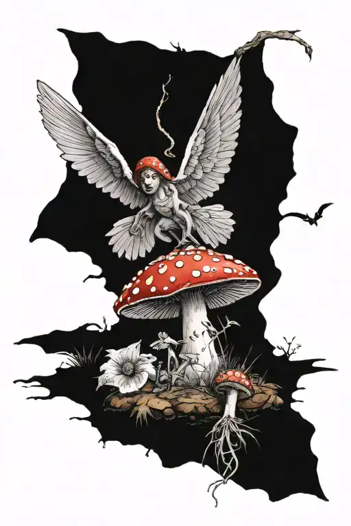 Fallen Angel Falling In Amanita Muscaria