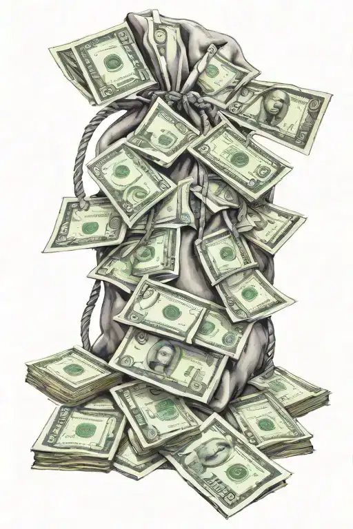 Diamond Stone And Cash Bag Full Of Money