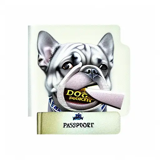 A Realistic Portrait Of A Dog With A Passport In Its Mouth