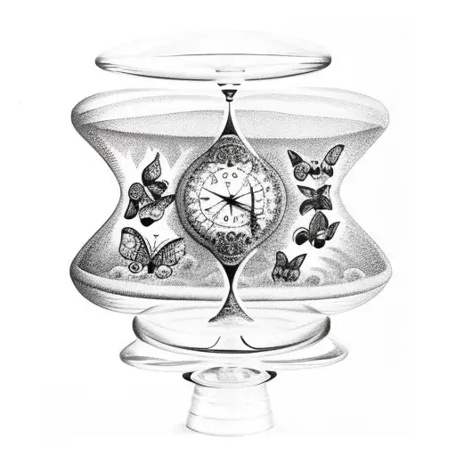 Hourglass With Butterflies And Stairway